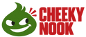 Cheeky Nook — green smiling mascot and red wordmark